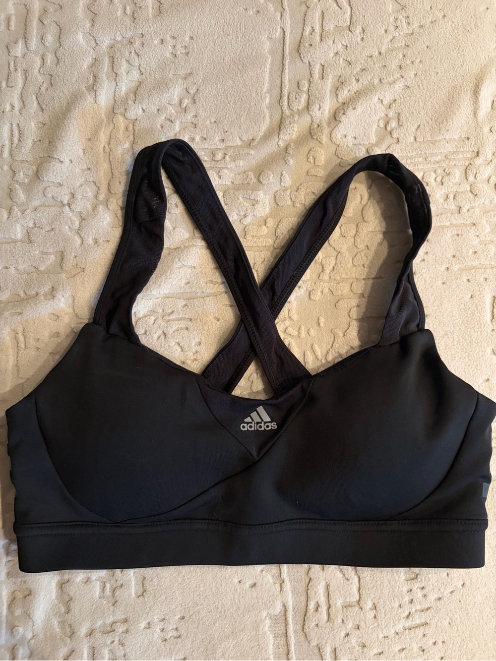 adidas Black Cross-Back Padded Sports Bra